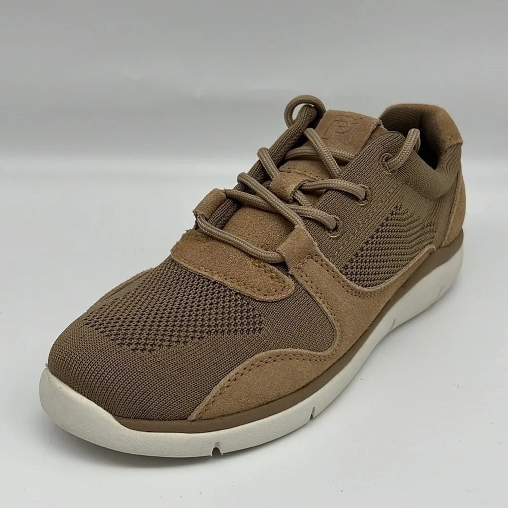 Propet Sarah Oxford Sneaker Flax Tan Knit Orthotic Comfort Walking 7AA NARROW